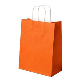 Zestaw 50 pomarańczowych toreb papierowych ECOBAG o wymiarach 305 × 170 × 425 mm, pojemności 23 l, wykonanych z papieru 100 g/m², z dnem klockowym i u