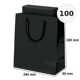 Torby laminowane czarne 240x90x320 mm torby prezentowe 100 szt