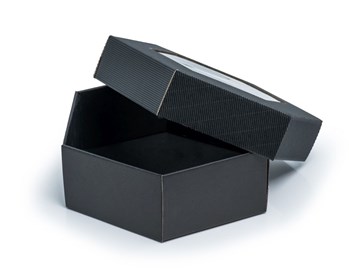 Pudełko karbowane czarne 240x240x90mm z oknem