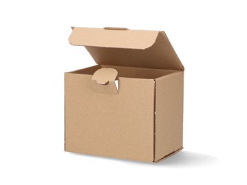 Brązowe pudełko prezentowe z okienkiem na kubek 115x85x95mm 