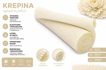 Krepina Włoska 180g Naturalna 50×250 cm Gruba Bibuła Florystyczna