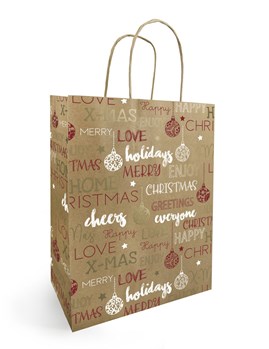 Torba świąteczna KRAFT z nadrukiem 230x120x300mm ŻYCZENIA