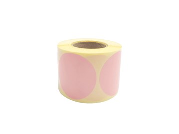 Naklejki etykiety okrągłe Fi35mm, rolka 500szt. Różowe Jasne