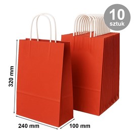 Pakiet - Torba papierowa na prezent 240x100x320 / CZERWONA 10 szt