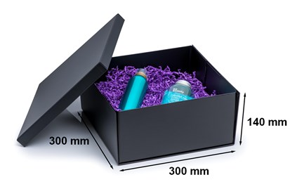 Pudełko składane z wiekiem 300x300x140mm Czarne Eleganckie Na Prezent