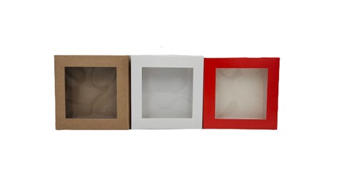 Pudełko ozdobne brązowe kraft 150x150x25mm z oknem