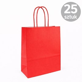 Torba papierowa czerwona 180×80×225 mm kraft 25 sztuk