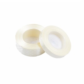 Wstążka satynowa kropki 12mm kremowa 22m WSK6004