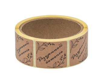 Naklejki Kraft 35x40mm nadruk: Przyjemność dawania, 200szt