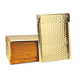 Złote koperty bąbelkowe metaliczne