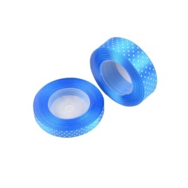 Wstążka Satynowa w Kropki Niebieska 25mm / 22m