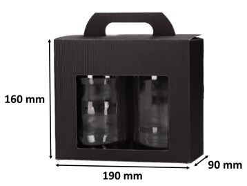 Czarne pudełko 2 słoiki z okienkiem 190x90x160 karbowane