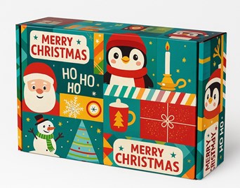 Pudełko świąteczne z nadrukiem 310x220x98mm Pingwin F427