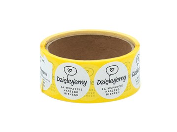 Naklejki okrągłe Białe "Dziękujemy za wsparcie..."