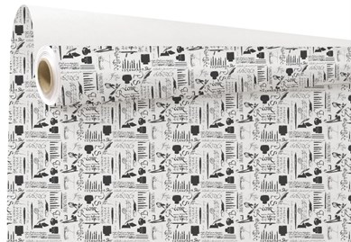 Papier ozdobny SZARY KALIGRAFIA, 69cm/50m