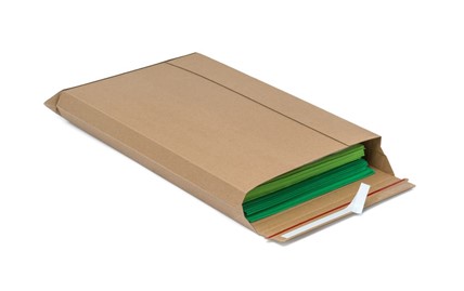 Koperta tekturowa 305x415mm E4 brązowa sztywna z paskiem i zrywką