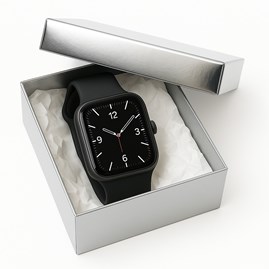 Srebrne pudełko laminowane z uchylonym wieczkiem