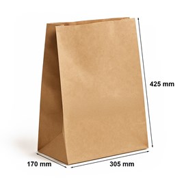 Torba papierowa KLOCKOWA 305x170x425 / BRĄZ GŁADKA