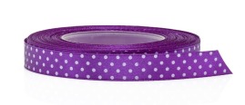Wstążka Satynowa w Kropki Fioletowa 25mm / 22m