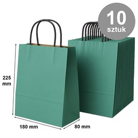 Pakiet - Torba papierowa na prezent 180x80x225 / ZIELONA 10 szt