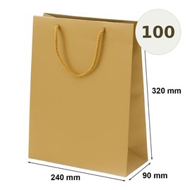 Torby laminowane złote 240x90x320 mm torby prezentowe 100 szt