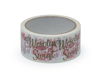 Taśma Świąteczna "Wesołych Świąt" Złoto-Czerwona 45mm/50m