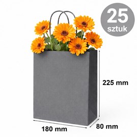 Szara torba papierowa kraft 180×80×225 mm z uchwytem 25 sztuk