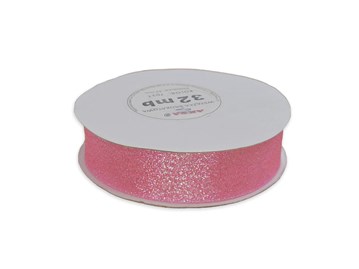 Wstążka brokatowa 25mm 32m WB7011 różowa