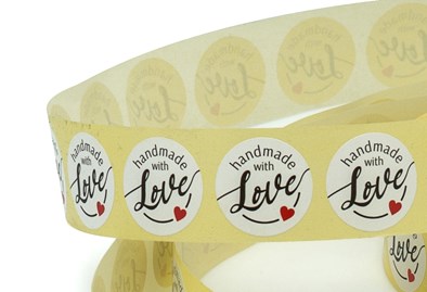 Naklejki okrągłe Białe Handmade with Love - wzór 5