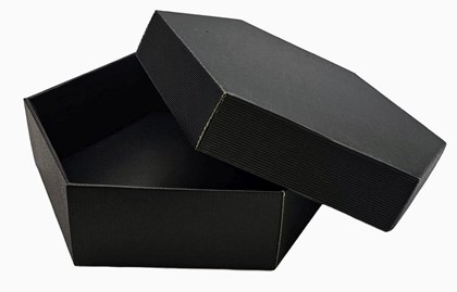 Pudełko karbowane z wieczkiem czarne 6-kątne 240x240x90mm