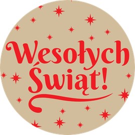 Naklejki okrągłe  Fi30mm Wesołych Świąt Gwiazdki, 200szt