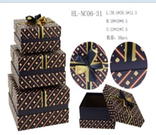 Zestaw Pudełek ozdobnych kwadratowych Granat 3szt.