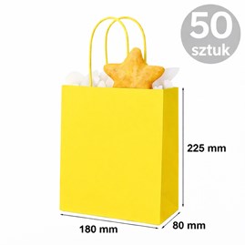 Torba papierowa żółta 180×80×225 mm kraft 50 sztuk