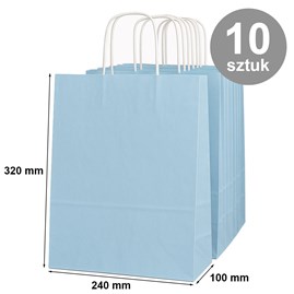 Pakiet - Torba papierowa na prezent 240x100x320 PASTEL. NIEB. 10 szt