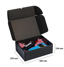 Czarne pudełko prezentowe 350x270x130mm karton ozdobny