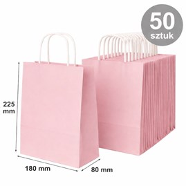 torebka papierowa pastelowa różowa 180x80x225 mm 50 sztuk