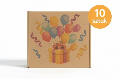 karton urodzinowy 10 sztuk, pudełka fasonowe urodziny, karton prezentowy okolicznościowy, kartony kraft kolorowe, pudełka na prezenty