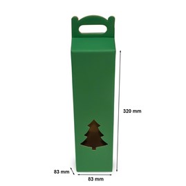 Pudełko na wino choinka zielone 83x83x320mm F217