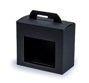Czarne pudełko 2 słoiki z okienkiem 190x90x160 karbowane