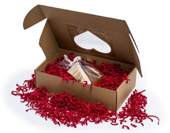 Pudełko ozdobne z oknem-sercem EKO brąz 350x200x100mm