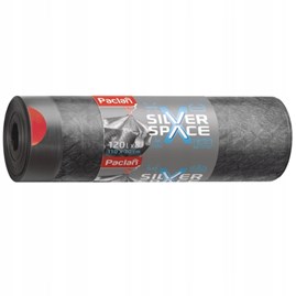 Ekologiczne worki Silver Space 120 l – szare, z taśmą, rolka 8 sztuk