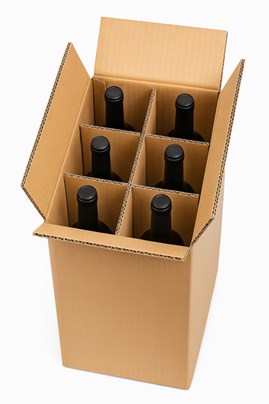 Karton klapowy na 6 sztuk butelek szklanych 255x170x350