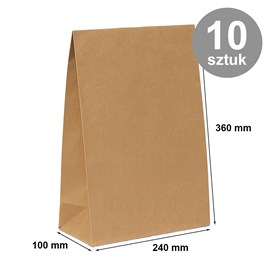 Torba papierowa KLOCKOWA 240x100x360 BRĄZ GŁADKA - Pakiet 10 szt