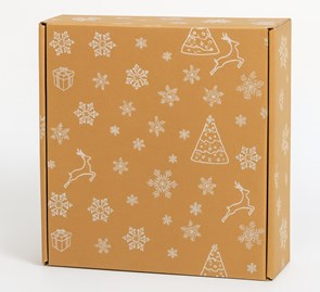 Karton świąteczny fasonowy 320x320x100 mm szary z białym nadrukiem