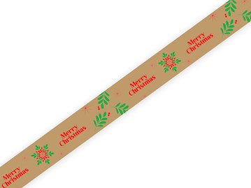 Taśma Świąteczna Papierowa Merry Christmas +Śnieżka 48mm/50m