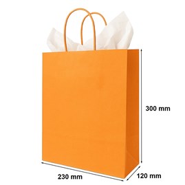 Pomarańczowa torebka papierowa 230x120x300 mm z uchwytem skręcanym – stylowa i praktyczna