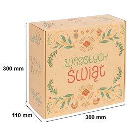 karton Wesołe Święta, pudełko świąteczne kraft, karton fasonowy z nadrukiem, opakowanie prezentowe święta, pudełko ozdobne kraft