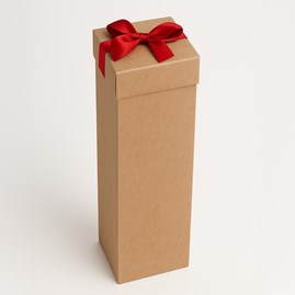 Pudełko K-867 EKO brązowe na wino kokarda Czerwona