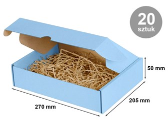 karton fasonowy, karton niebieski, pudełko e-commerce, opakowanie fasonowe, karton 270x205x50