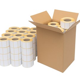 Etykiety termiczne 50x30 mm – 54 rolki w kartonie, 54 000 sztuk